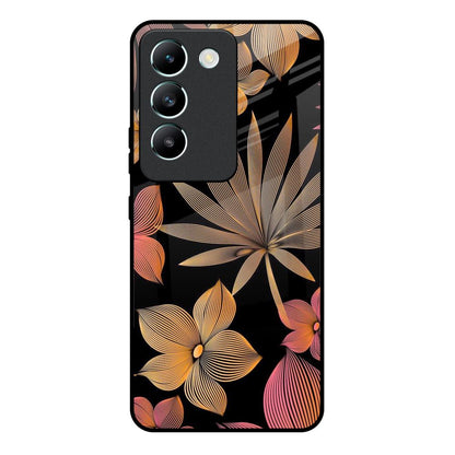 Lines Pattern Flowers Vivo Y200e 5G Glass Back Cover Online