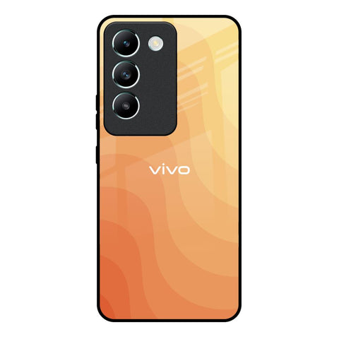Orange Curve Pattern Vivo Y200e 5G Glass Back Cover Online