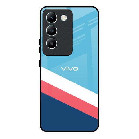 Pink & White Stripes Vivo Y200e 5G Glass Back Cover Online