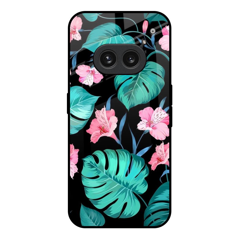 Tropical Leaves & Pink Flowers Nothing Phone 2a Plus Glass Back Cover Online