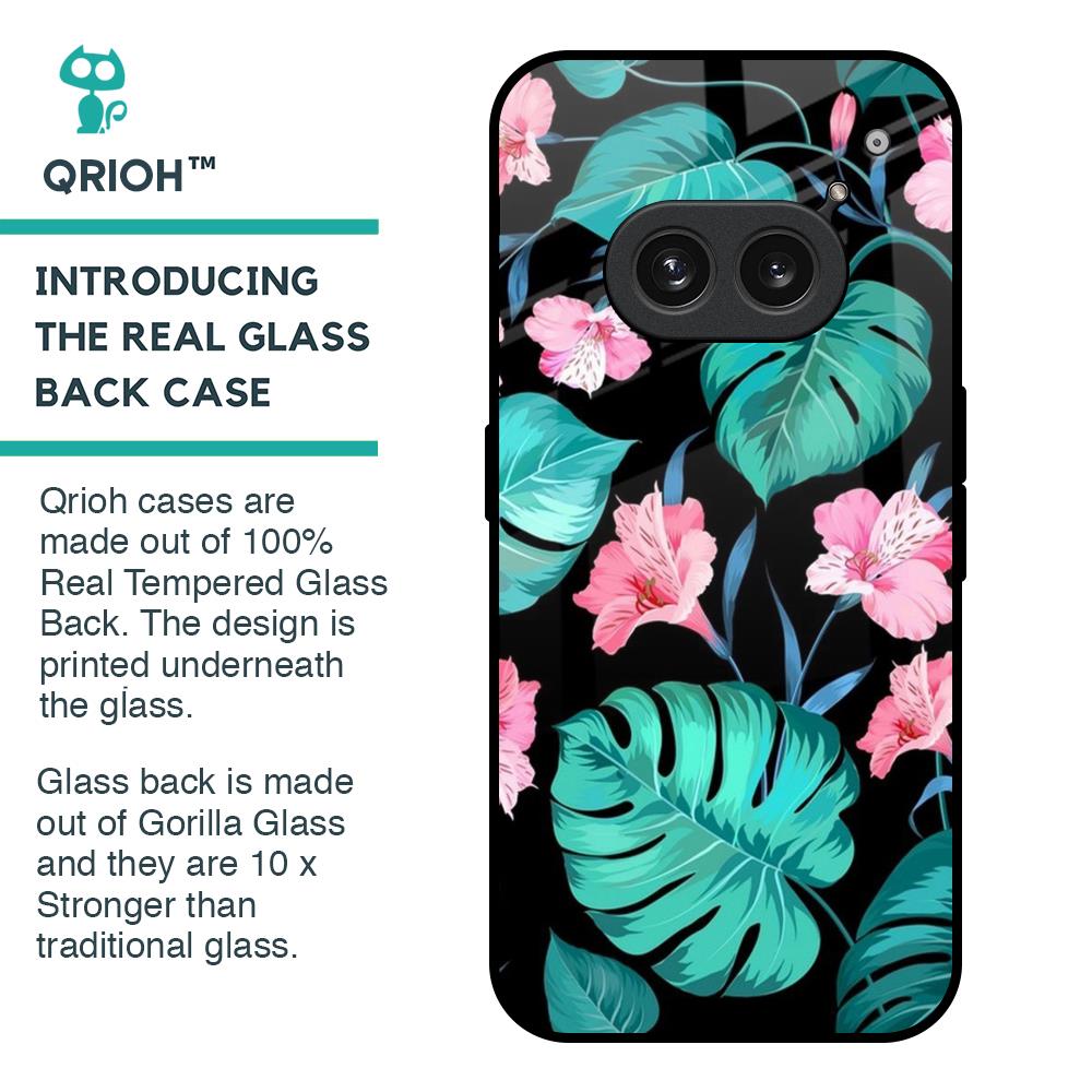 Tropical Leaves & Pink Flowers Glass Case for Nothing Phone 2a Plus