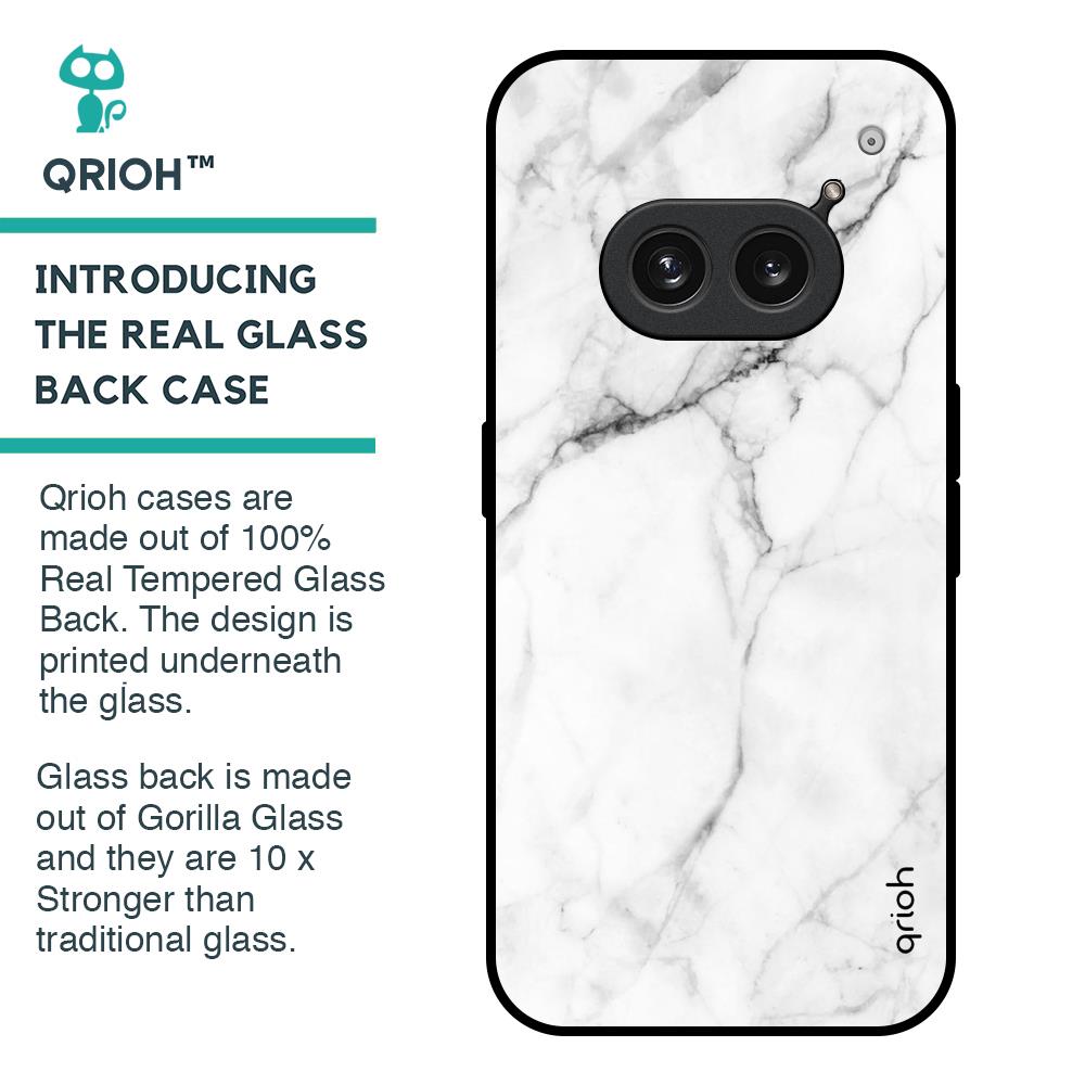 Modern White Marble Glass Case for Nothing Phone 2a Plus