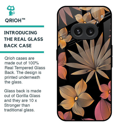 Lines Pattern Flowers Glass Case for Nothing Phone 2a Plus
