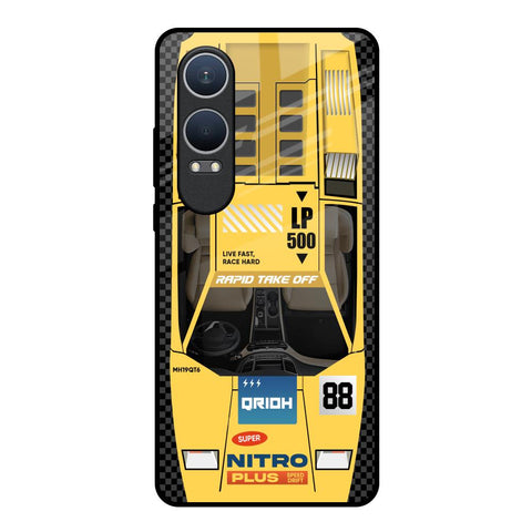 Yellow Racing Car OnePlus Nord CE4 Lite 5G Glass Back Cover Online