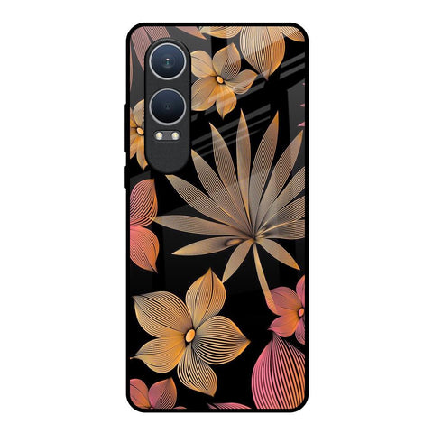 Lines Pattern Flowers OnePlus Nord CE4 Lite 5G Glass Back Cover Online