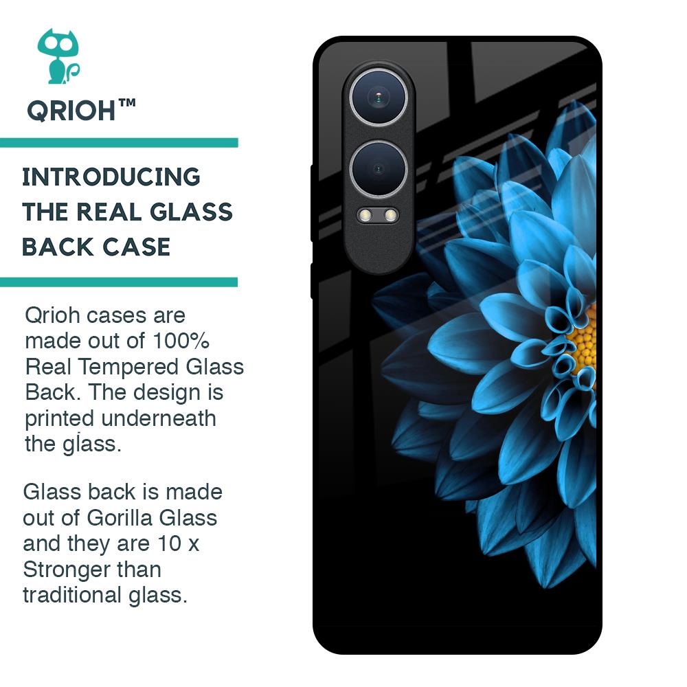 Half Blue Flower Glass Case for OnePlus Nord CE4 Lite 5G