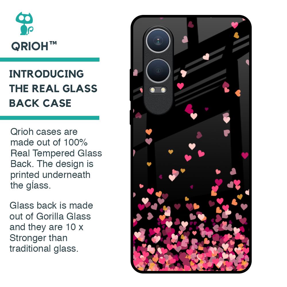 Heart Rain Fall Glass Case For OnePlus Nord CE4 Lite 5G