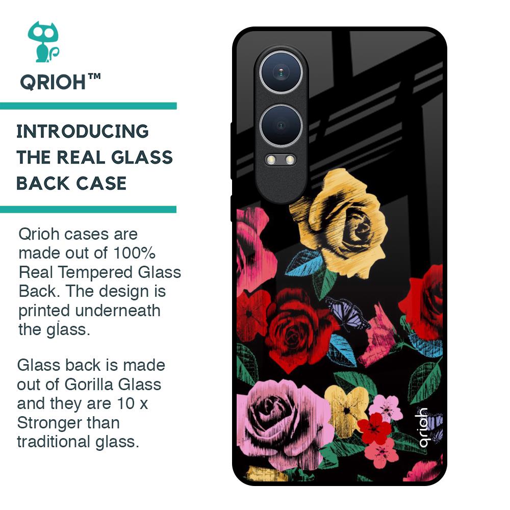 Floral Decorative Glass Case For OnePlus Nord CE4 Lite 5G