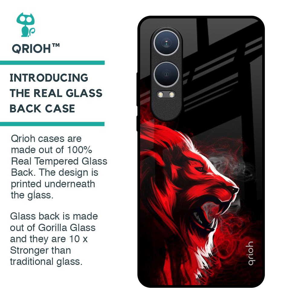 Red Angry Lion Glass Case for OnePlus Nord CE4 Lite 5G