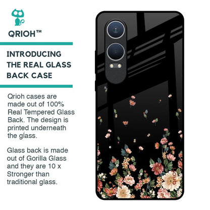 Floating Floral Print Glass Case for OnePlus Nord CE4 Lite 5G