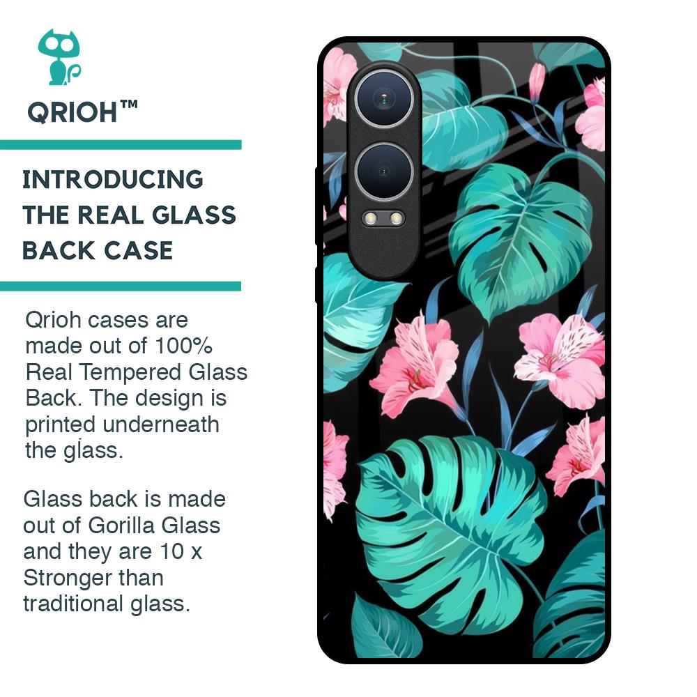 Tropical Leaves & Pink Flowers Glass Case for OnePlus Nord CE4 Lite 5G