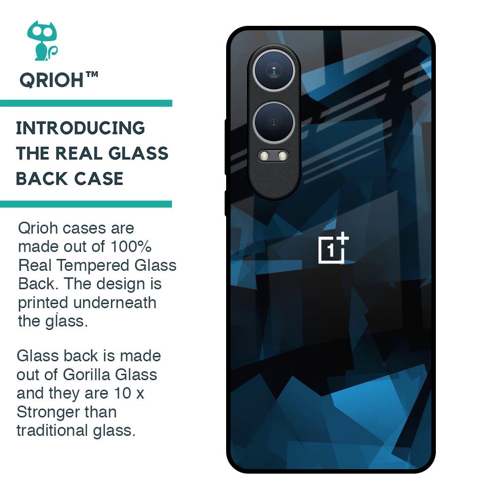Polygonal Blue Box Glass Case For OnePlus Nord CE4 Lite 5G
