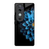 Half Blue Flower Vivo V40 5G Glass Back Cover Online