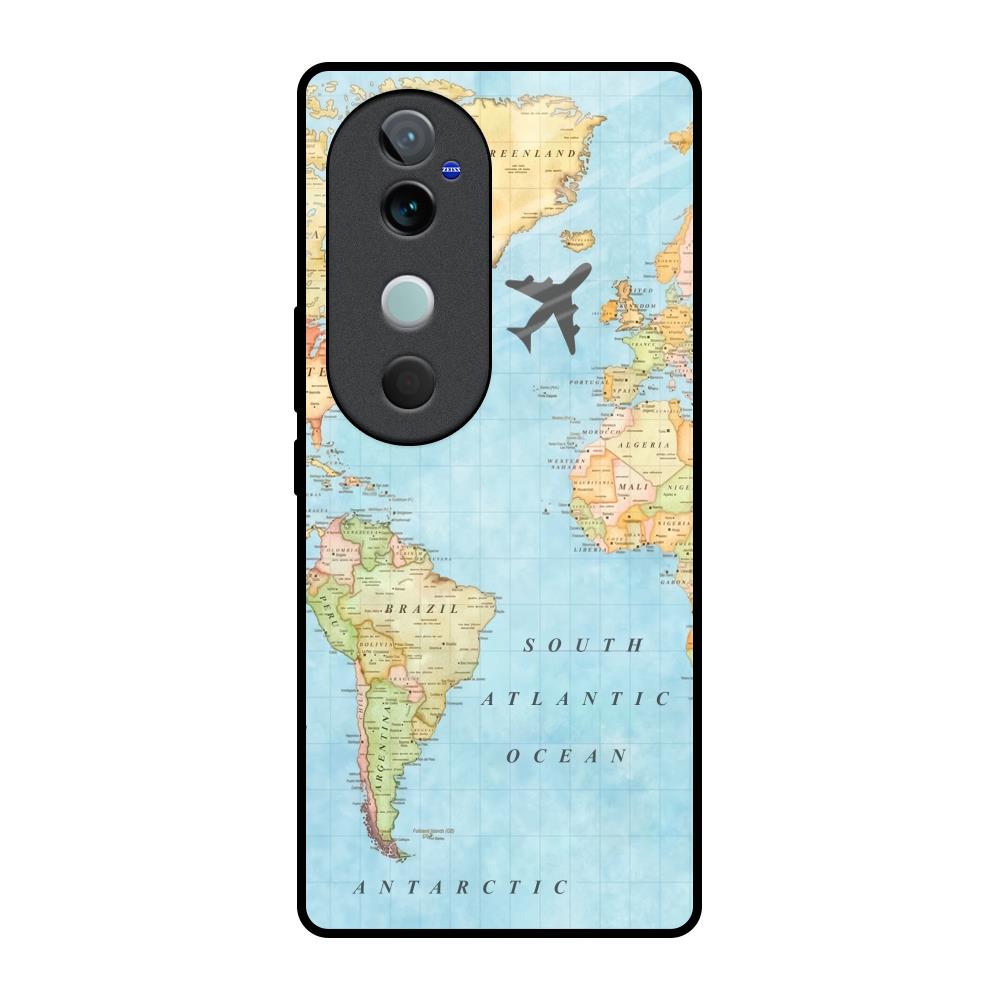 Travel Map Vivo V40 5G Glass Back Cover Online