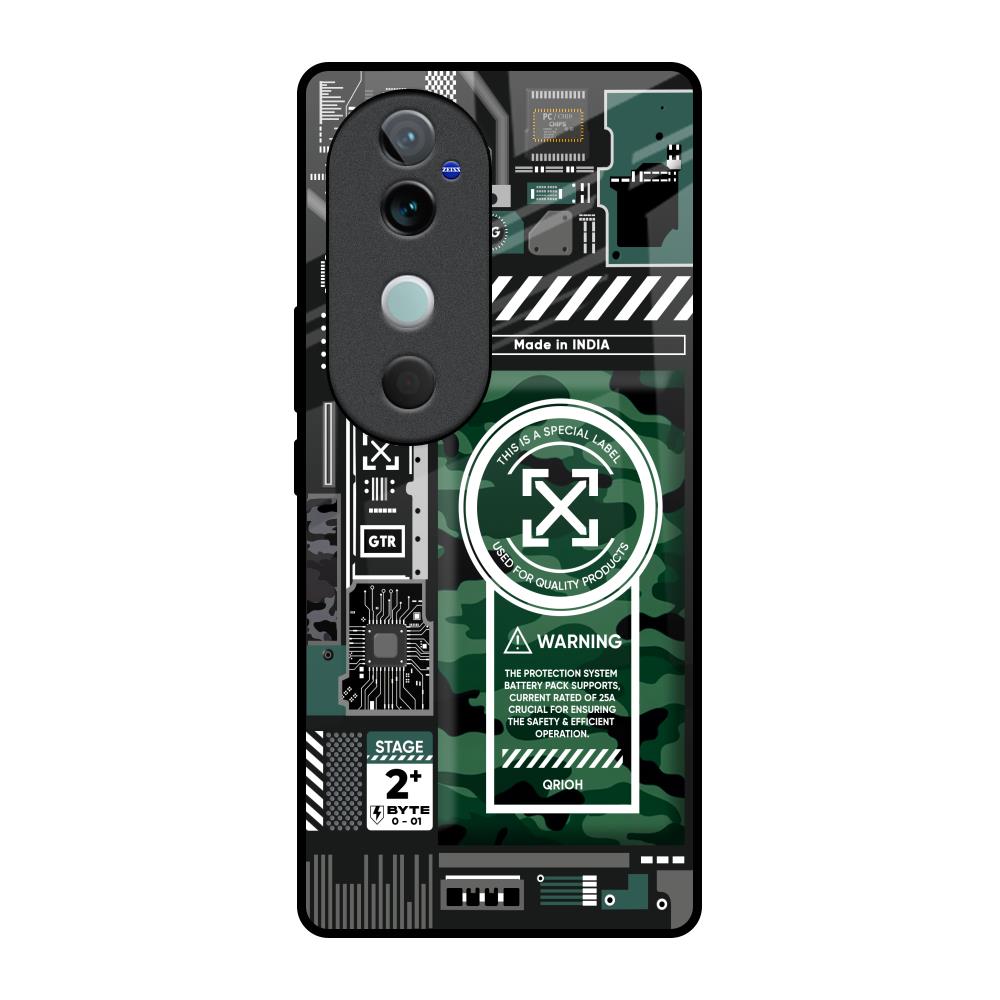 Green Camo Circuit Vivo V40 5G Glass Back Cover Online
