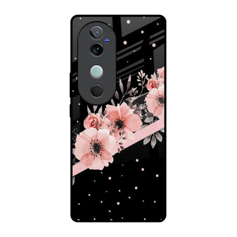 Floral Black Band Vivo V40 5G Glass Back Cover Online