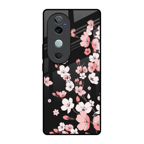 Black Cherry Blossom Vivo V40 5G Glass Back Cover Online