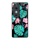 Tropical Leaves & Pink Flowers Vivo V40 5G Glass Back Cover Online