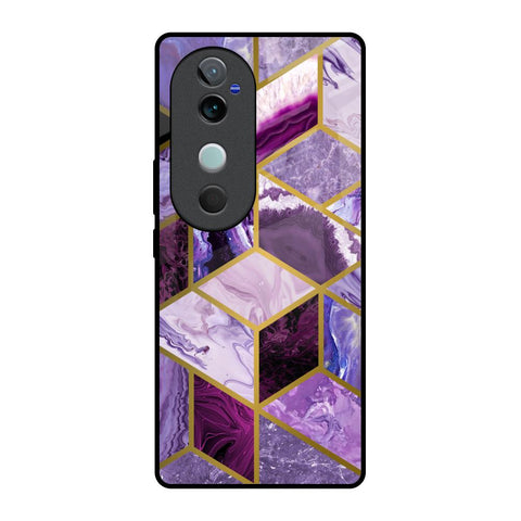 Purple Rhombus Marble Vivo V40 5G Glass Back Cover Online