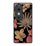 Lines Pattern Flowers Vivo V40 5G Glass Back Cover Online