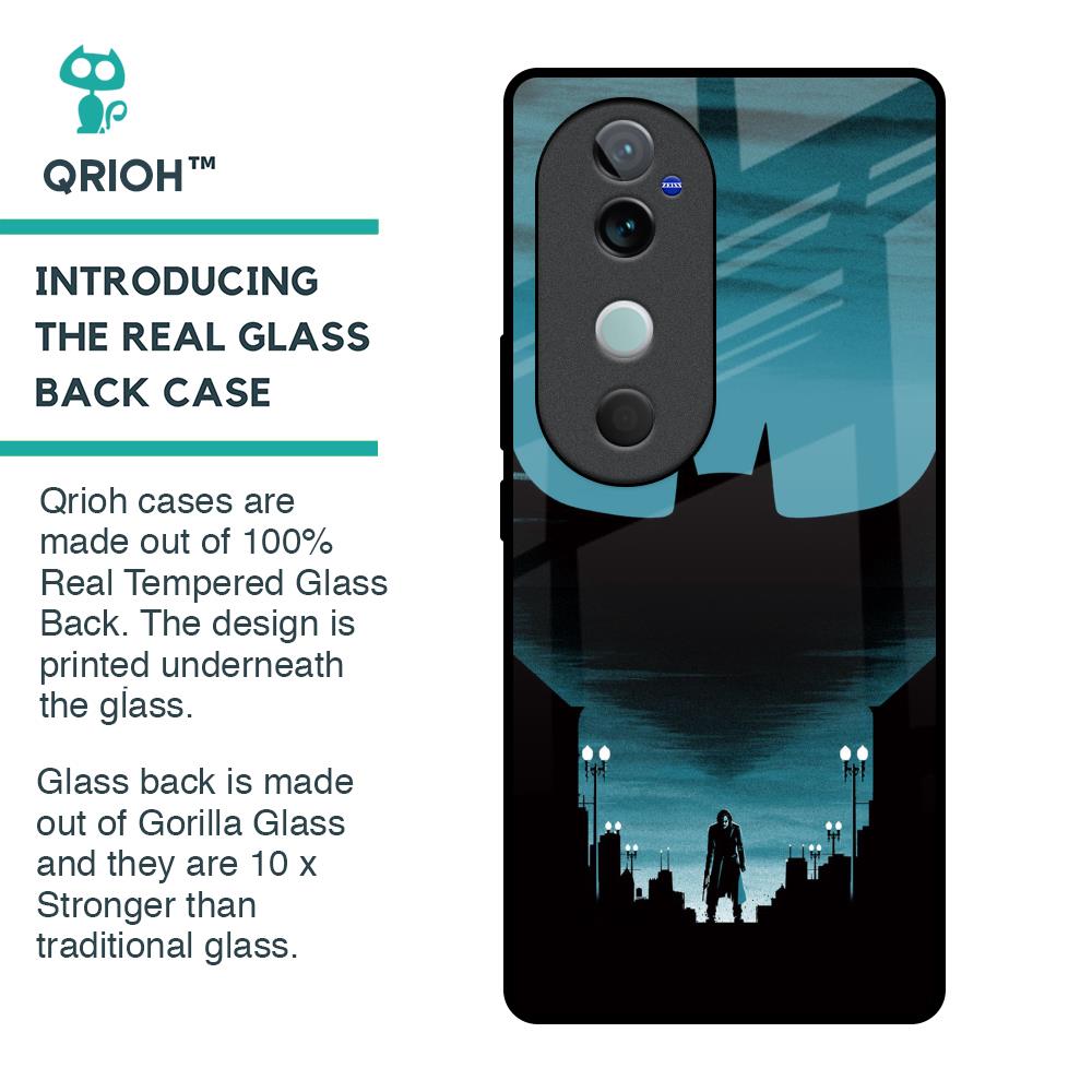 Cyan Bat Glass Case for Vivo V40 5G