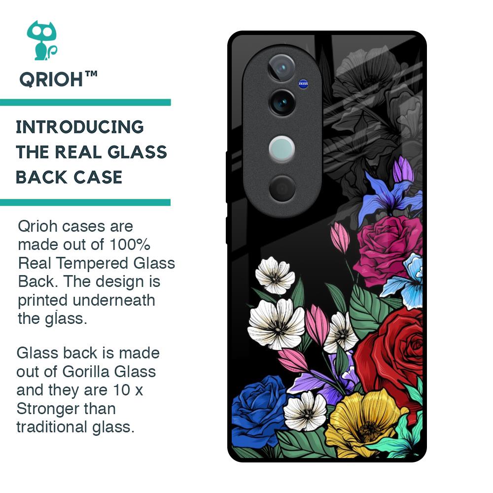 Rose Flower Bunch Art Glass Case for Vivo V40 5G