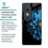 Half Blue Flower Glass Case for Vivo V40 5G