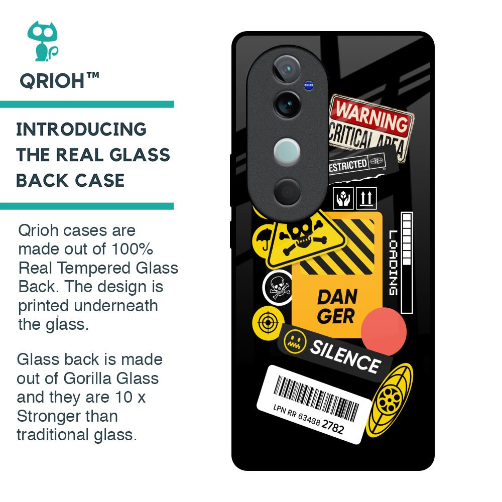 Danger Signs Glass Case for Vivo V40 5G