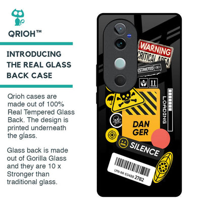Danger Signs Glass Case for Vivo V40 5G