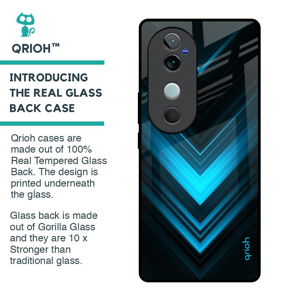 Vertical Blue Arrow Glass Case For Vivo V40 5G
