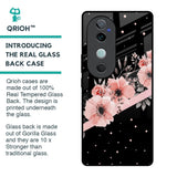Floral Black Band Glass Case For Vivo V40 5G