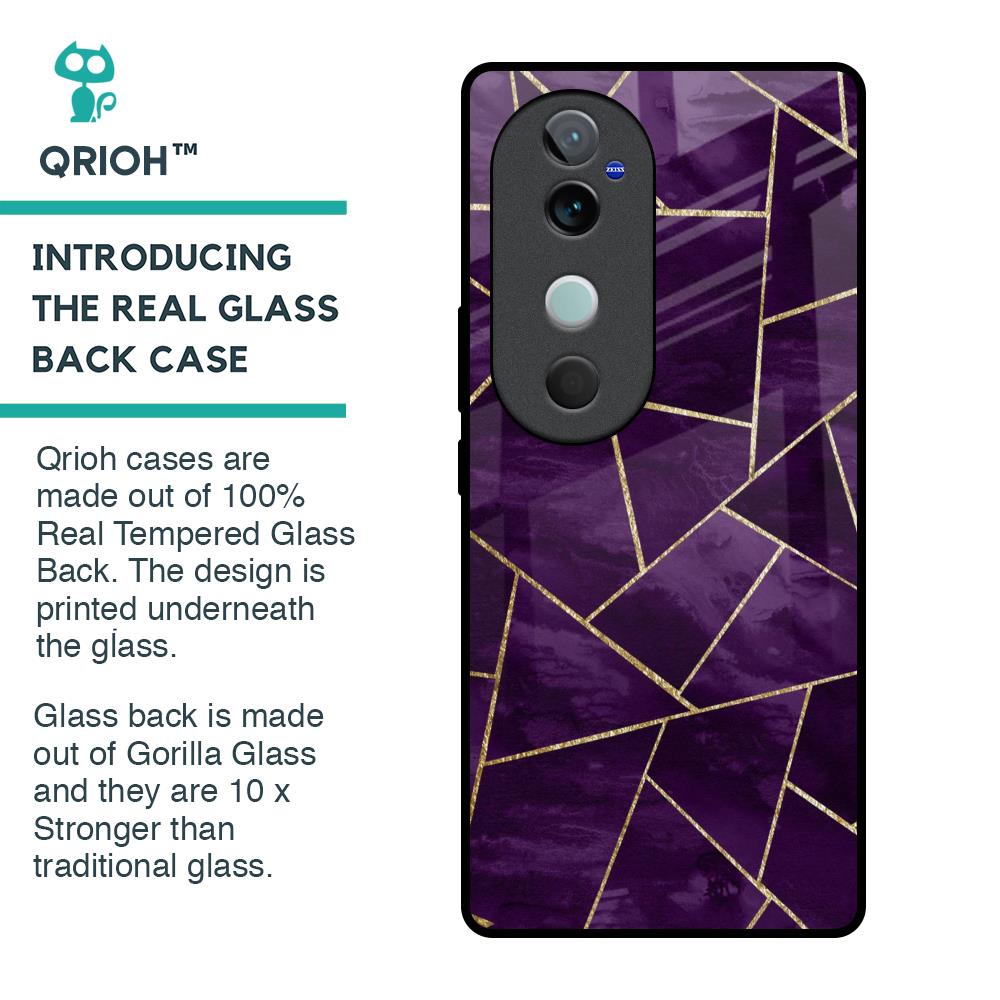 Geometric Purple Glass Case For Vivo V40 5G