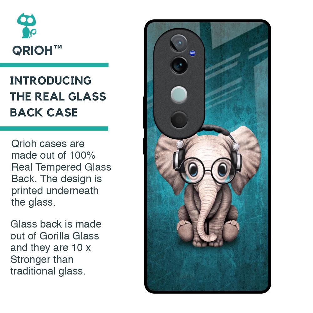Adorable Baby Elephant Glass Case For Vivo V40 5G