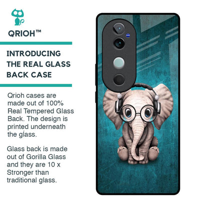 Adorable Baby Elephant Glass Case For Vivo V40 5G