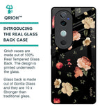 Black Spring Floral Glass Case for Vivo V40 5G
