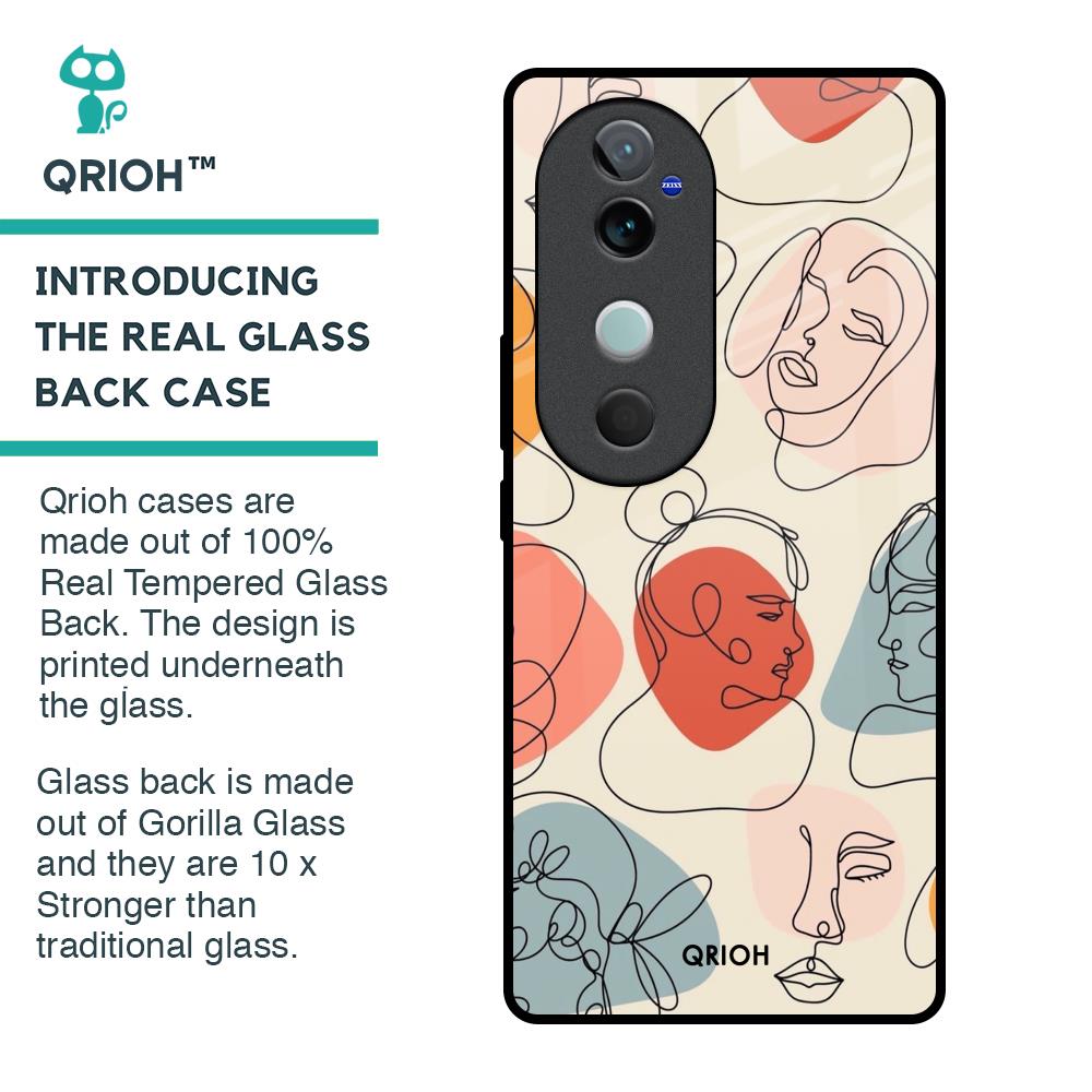 Abstract Faces Glass Case for Vivo V40 5G