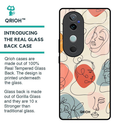 Abstract Faces Glass Case for Vivo V40 5G