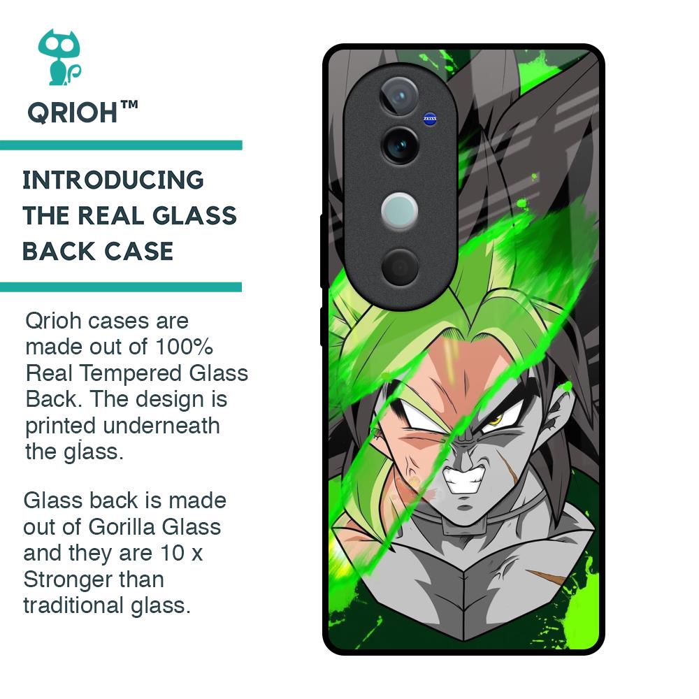 Anime Green Splash Glass Case for Vivo V40 5G