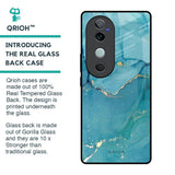 Blue Golden Glitter Glass Case for Vivo V40 5G