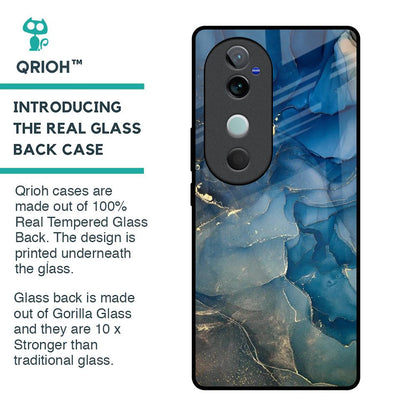 Blue Cool Marble Glass Case for Vivo V40 5G