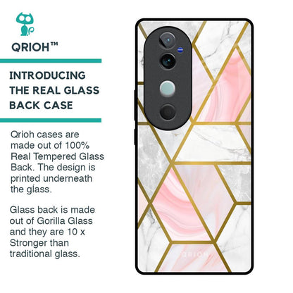Geometrical Marble Glass Case for Vivo V40 5G