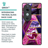 Electroplated Geometric Marble Glass Case for Vivo V40 5G