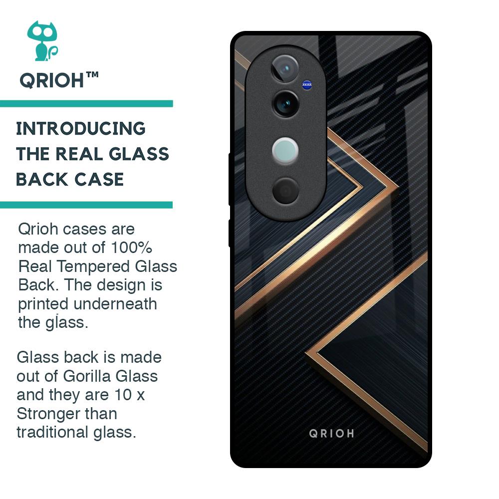 Sleek Golden & Navy Glass Case for Vivo V40 5G