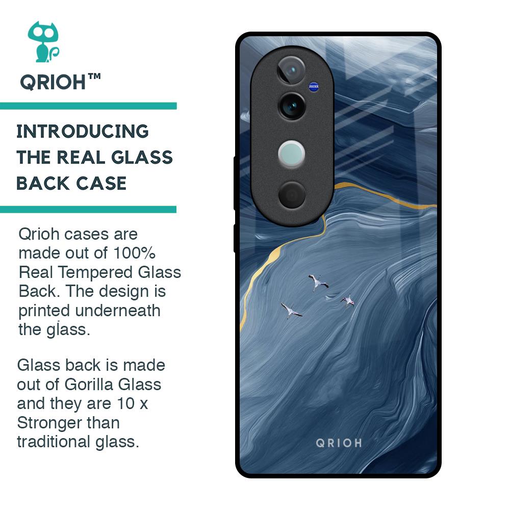 Deep Ocean Marble Glass Case for Vivo V40 5G