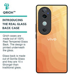 Orange Curve Pattern Glass Case for Vivo V40 5G