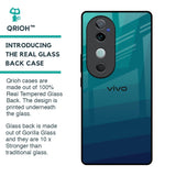 Green Triangle Pattern Glass Case for Vivo V40 5G