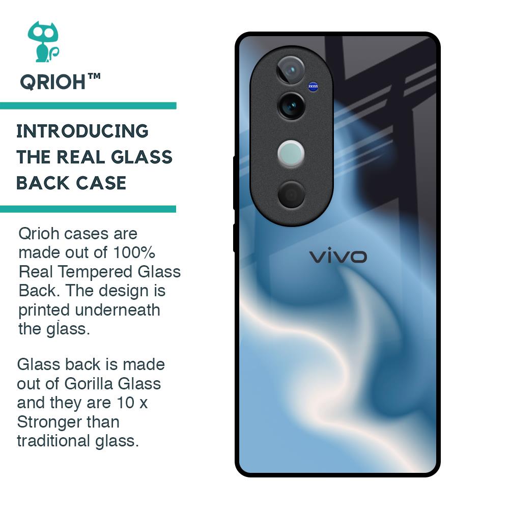 Blue Waves Glass Case for Vivo V40 5G