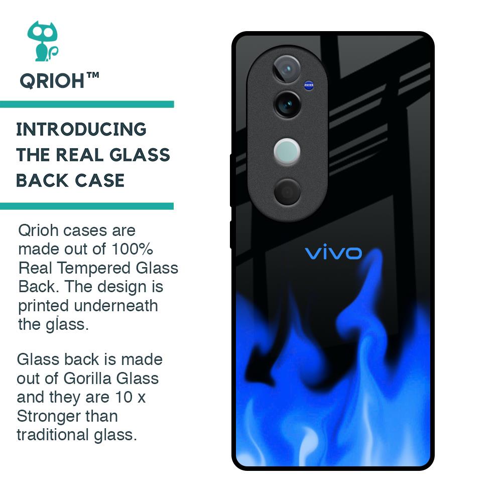 Blue Flames Glass Case for Vivo V40 5G