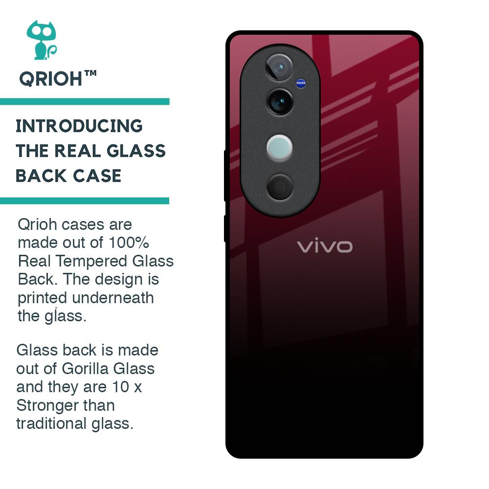 Wine Red Glass Case For Vivo V40 5G