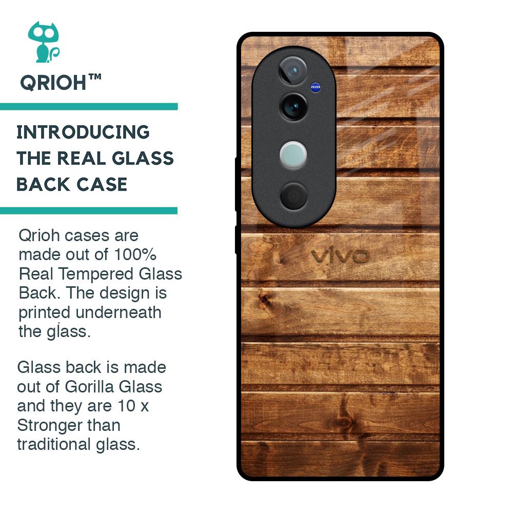 Wooden Planks Glass Case for Vivo V40 5G